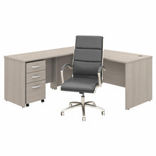 Load image into Gallery viewer, L Shaped Desk with Mobile File Cabinet and High Back Chair
