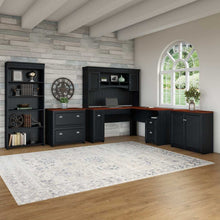 Load image into Gallery viewer, 60W L Shaped Desk with Hutch, File Cabinet, Bookcase and Storage
