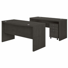 Load image into Gallery viewer, Bow Front Desk and Credenza with Mobile File Cabinet
