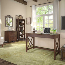 Load image into Gallery viewer, 48W Writing Desk with Lateral File Cabinet and 5 Shelf Bookcase
