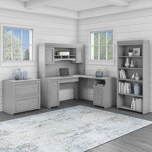 Load image into Gallery viewer, 60W L Shaped Desk with Hutch, Lateral File Cabinet and Bookcase

