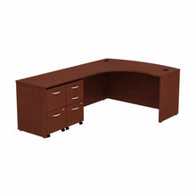 Load image into Gallery viewer, Bow Front Left Handed L Shaped Desk with 2 Mobile Pedestals
