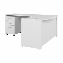 Load image into Gallery viewer, 60W x 43D Left Hand L-Bow Desk with 3 Drawer Mobile File Cabinet
