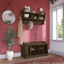 Load image into Gallery viewer, 40W Shoe Storage Bench with Shelves and Wall Mounted Coat Rack
