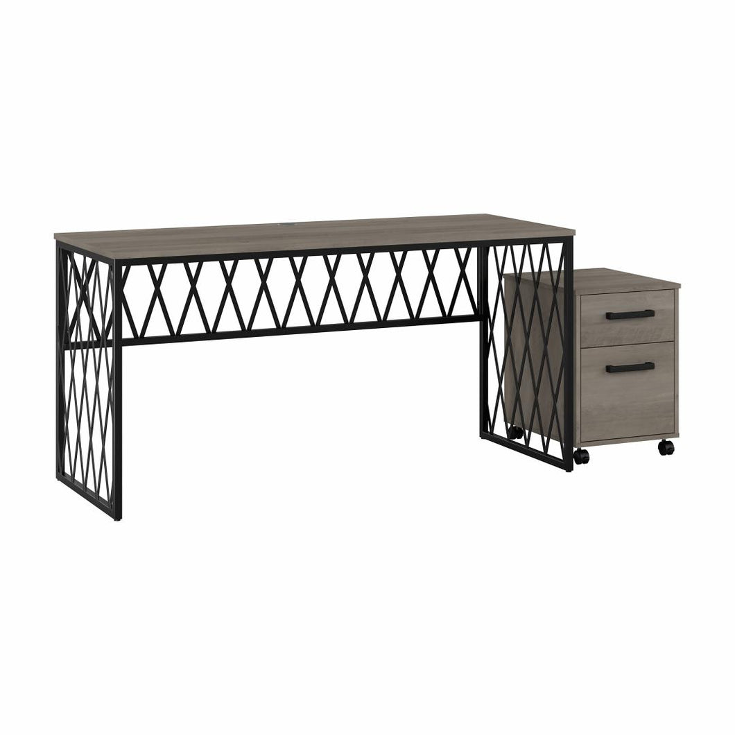 60W Industrial Writing Desk with Mobile File Cabinet