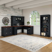 Load image into Gallery viewer, 60W L Shaped Desk with Hutch, Lateral File Cabinet and Bookcase

