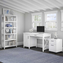 Load image into Gallery viewer, 54W Computer Desk with Mobile File Cabinet and 5 Shelf Bookcase
