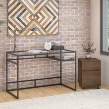 Load image into Gallery viewer, 48W Glass Top Writing Desk with 2 Drawer Mobile File Cabinet
