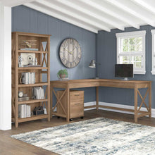 Load image into Gallery viewer, 60W L Shaped Desk with Mobile File Cabinet and 5 Shelf Bookcase
