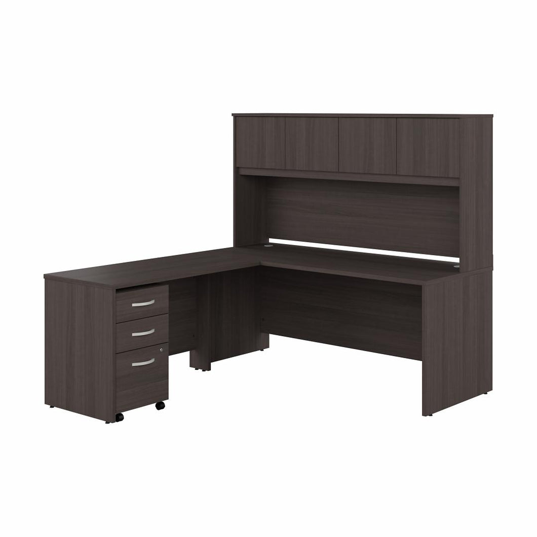 72W L-Shaped Desk with Hutch and 3 Drawer Mobile File Cabinet