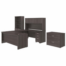 Load image into Gallery viewer, 72W x 36D U Shaped Desk with Hutch, Bookcase and File Cabinets
