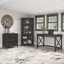 Load image into Gallery viewer, 48W Writing Desk with Lateral File Cabinet and 5 Shelf Bookcase
