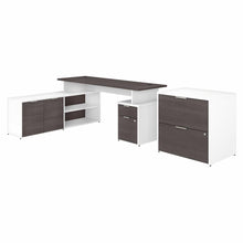 Load image into Gallery viewer, 72W L Shaped Desk with Drawers and Lateral File Cabinet
