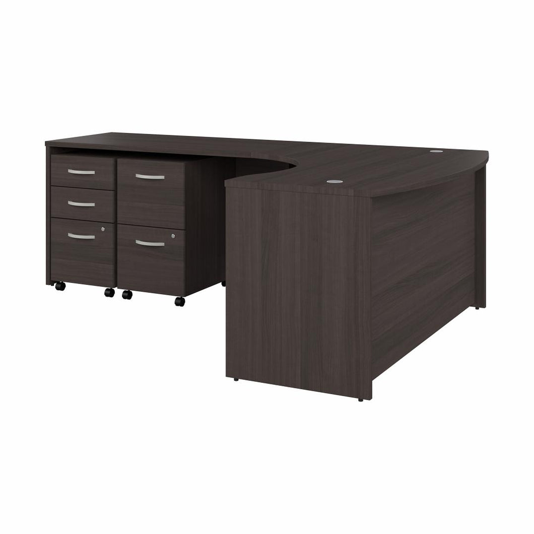 60W x 43D Left Hand L-Bow Desk with Mobile File Cabinets