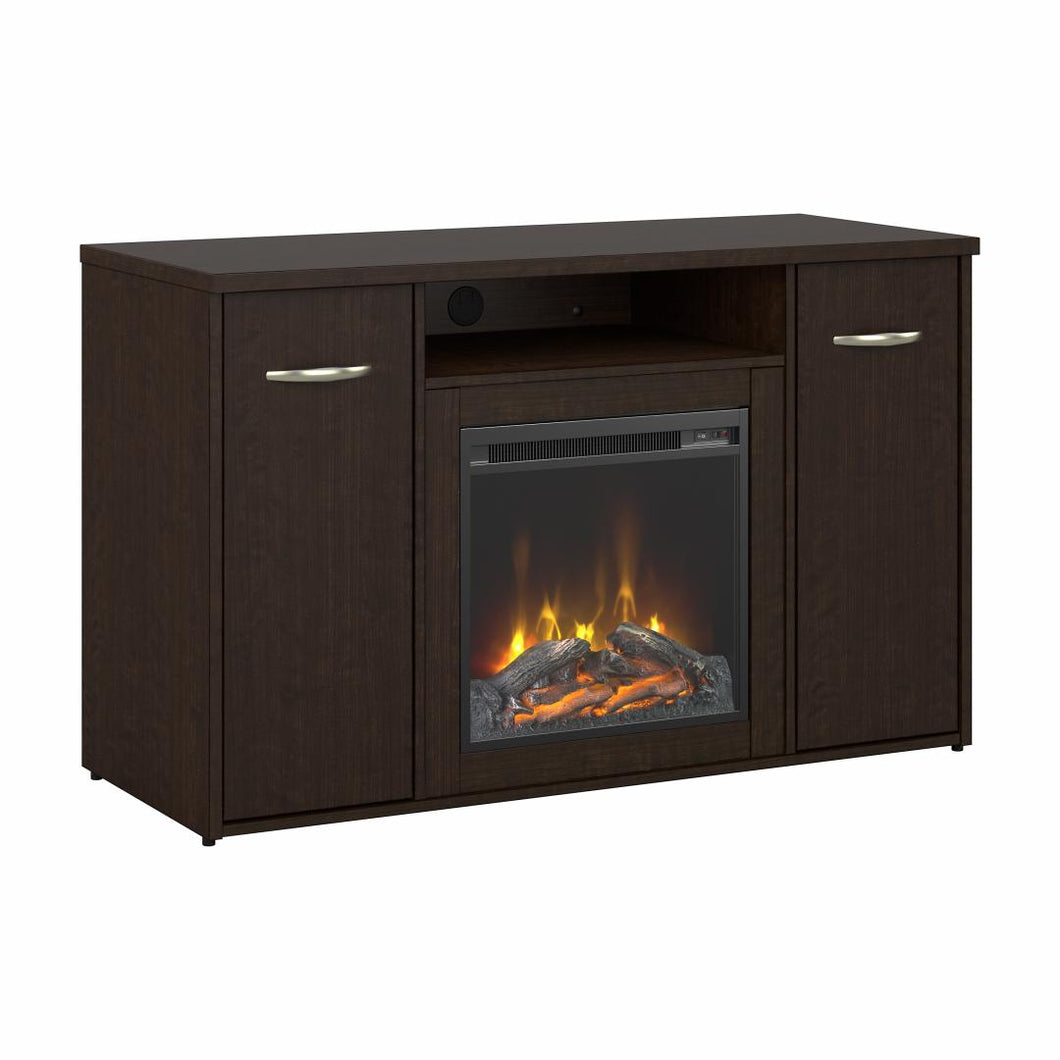 48W Office Storage Cabinet with Doors and Electric Fireplace
