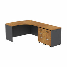 Load image into Gallery viewer, Bow Front Right Handed L Shaped Desk with 2 Mobile Pedestals
