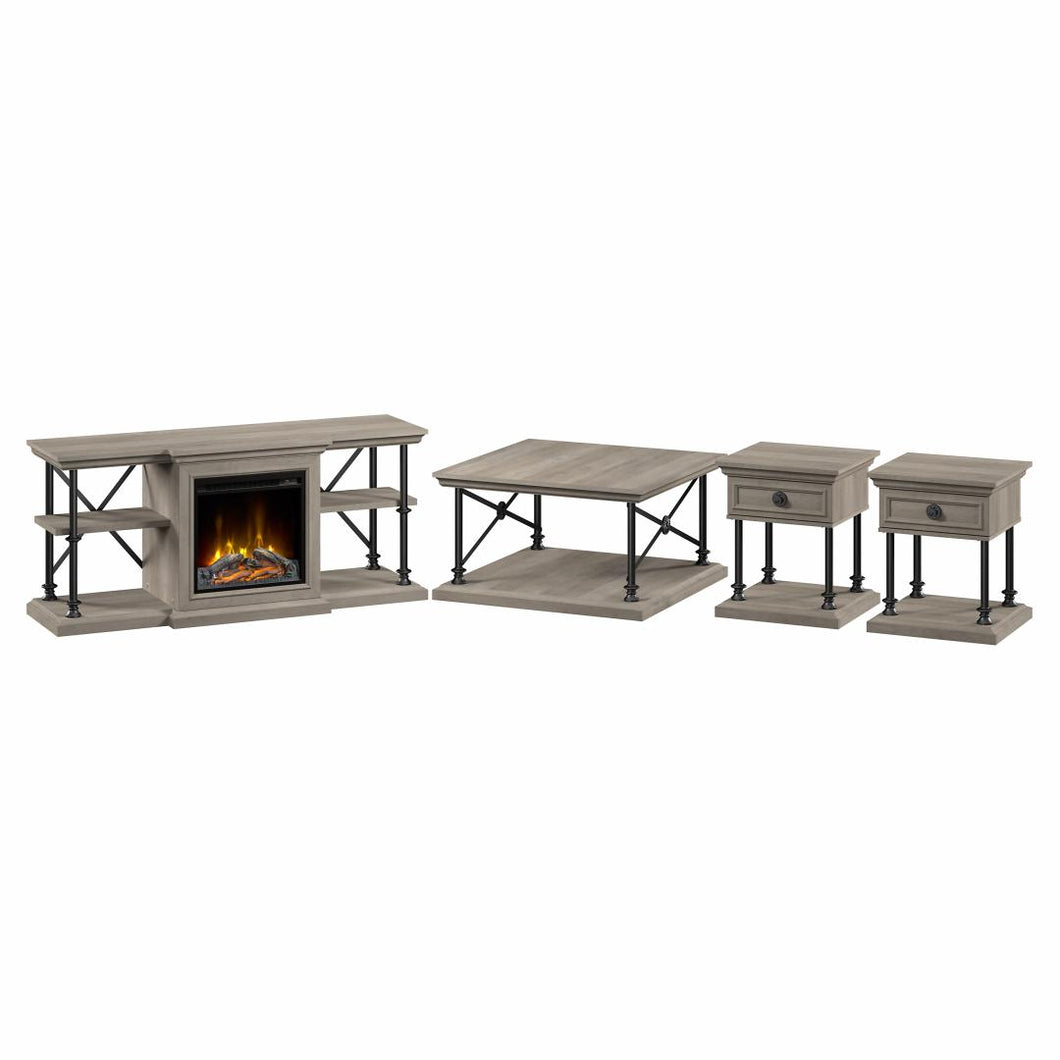 60W Electric Fireplace TV Stand with Coffee Table and End Tables