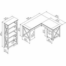 Load image into Gallery viewer, 60W L Shaped Desk with Mobile File Cabinet and 5 Shelf Bookcase
