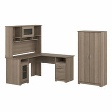 Load image into Gallery viewer, 60W L Shaped Computer Desk with Hutch and Tall Storage Cabinet
