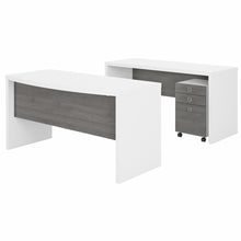 Load image into Gallery viewer, Bow Front Desk and Credenza with Mobile File Cabinet
