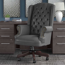 Load image into Gallery viewer, Wingback Leather Executive Office Chair with Nailhead Trim
