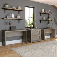 Load image into Gallery viewer, 2 Person Farmhouse Desk Set with Lateral File Cabinet
