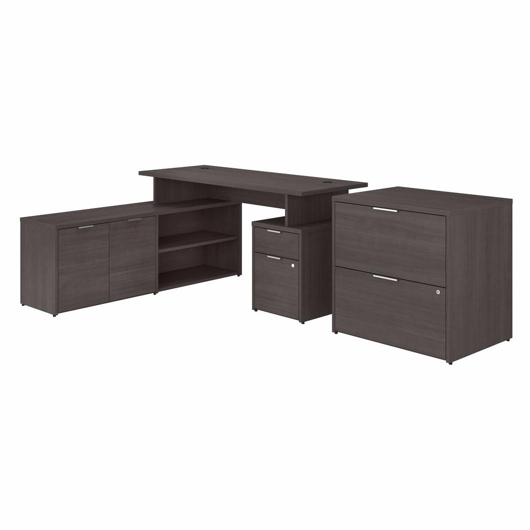 60W L Shaped Desk with Drawers and Lateral File Cabinet