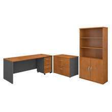 Load image into Gallery viewer, 72W Office Desk with Bookcase and File Cabinets
