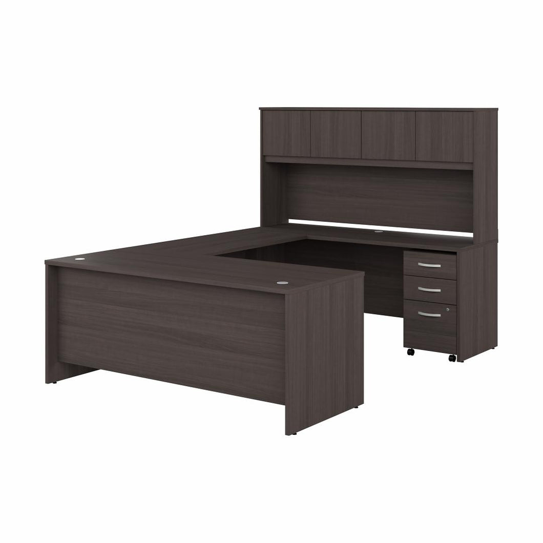 72W x 30D U Station with Hutch and 3 Drawer Mobile File Cabinet