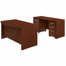 Load image into Gallery viewer, 60W x 36D Bow Front Desk and Credenza with Mobile File Cabinets

