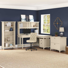 Load image into Gallery viewer, 60W L Shaped Desk and Chair Set with Hutch, File Cabinets and Bookcase
