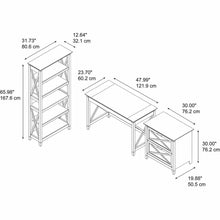 Load image into Gallery viewer, 48W Writing Desk with Lateral File Cabinet and 5 Shelf Bookcase
